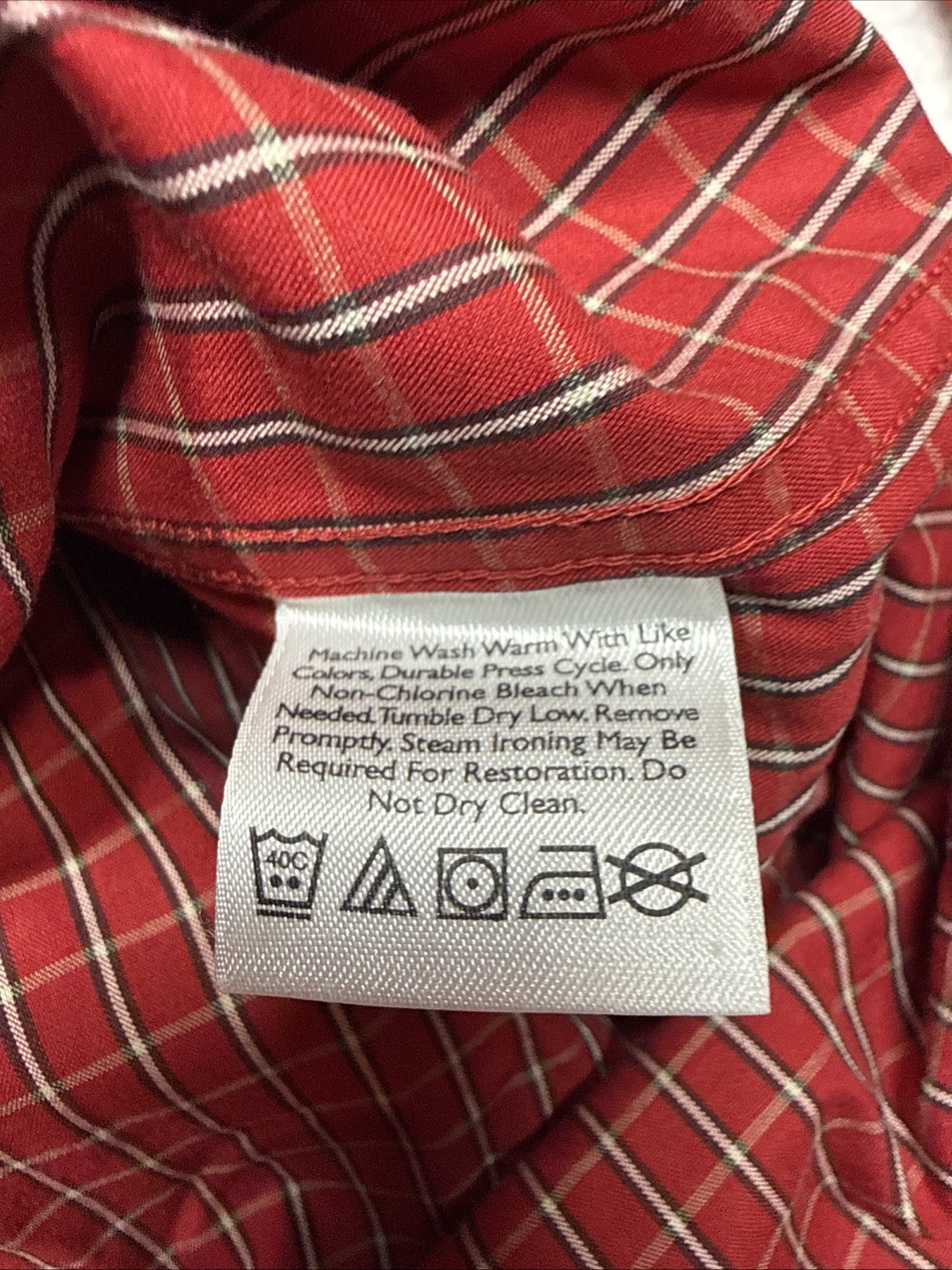 Eddie Bauer Mens Sz L Tall Red Plaid Button Down 100% Baumwolle Cotton LS Shirt