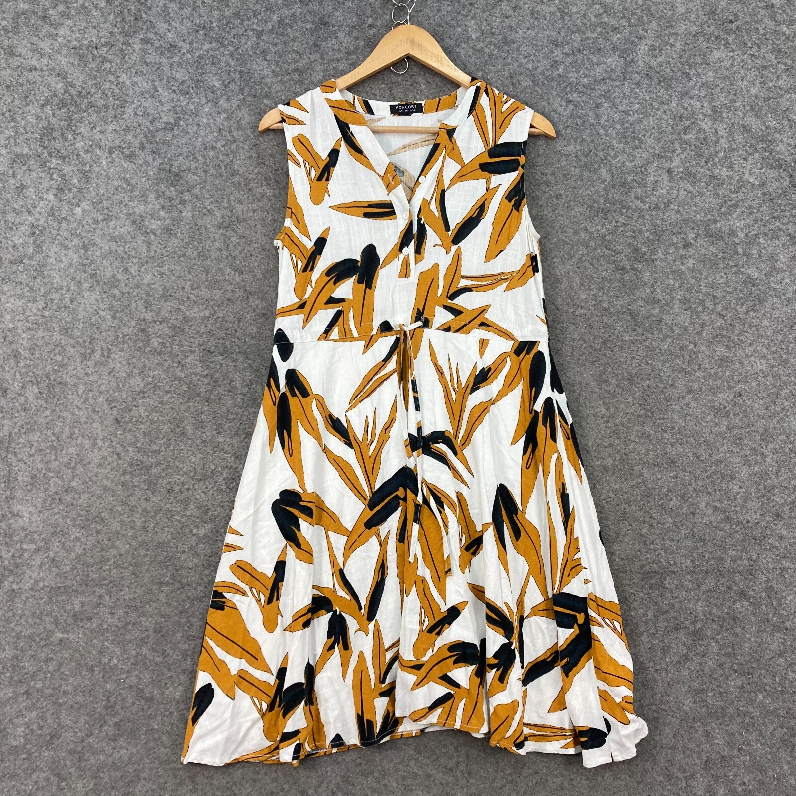Forcast Womens Dress Size 6 Multicolour Sleeveless A-Line Shift Linen Mix 31315