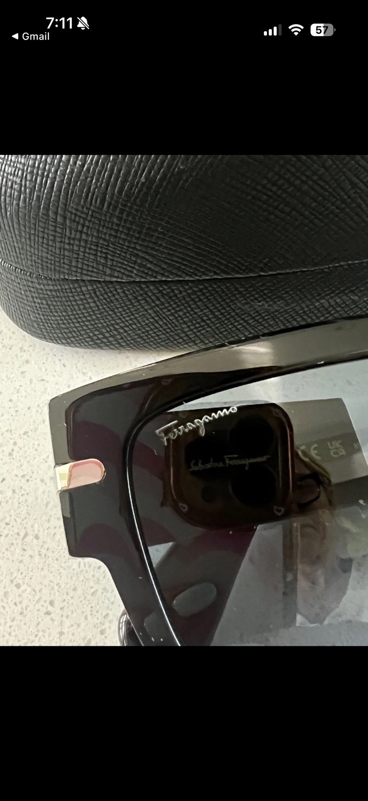 FERRAGAMO Classic Logo 54mm BLACK Rectangular Sunglasses
