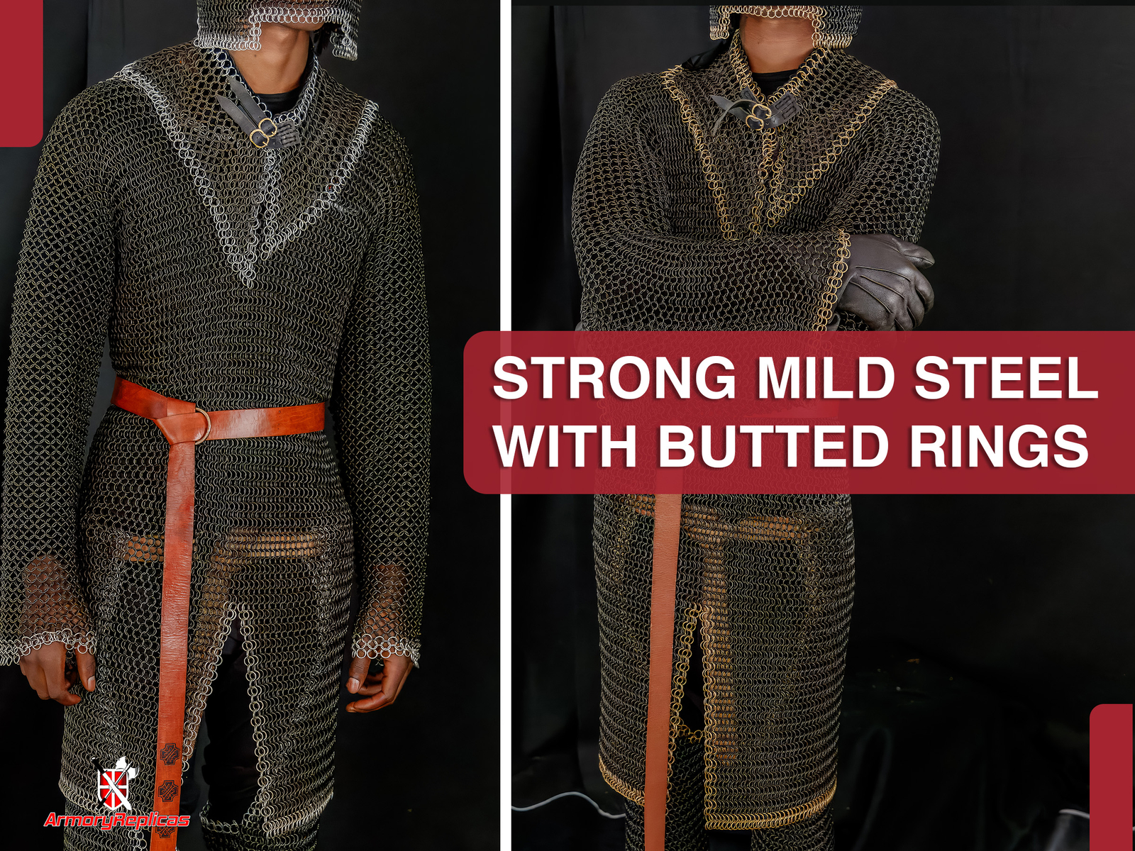 Chainmail Armor Full Sleeve Knight Shirt | Mild Steel Medieval Hauberk | 6 Color