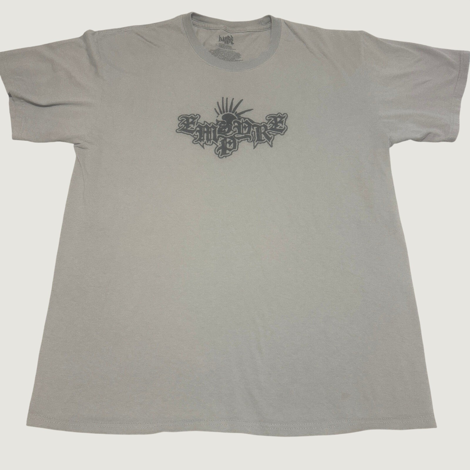 Empyre Mens L Gothic Logo Graphic Tee Grey Streetwear Skate T-Shirt Skater Top