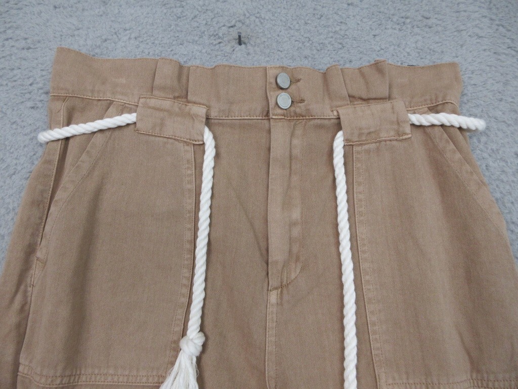 Blank NYC Pants Womens L Tan Paperbag Waist Rope Belt Coastal Beachy Boho Casual