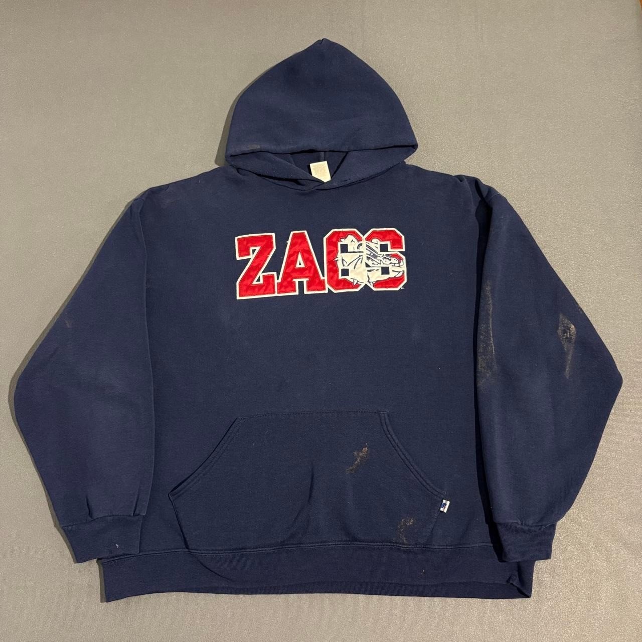 VTG Russell Athletic Gonzaga Bulldogs Hoodie Navy Blue College Sweatshirt XL