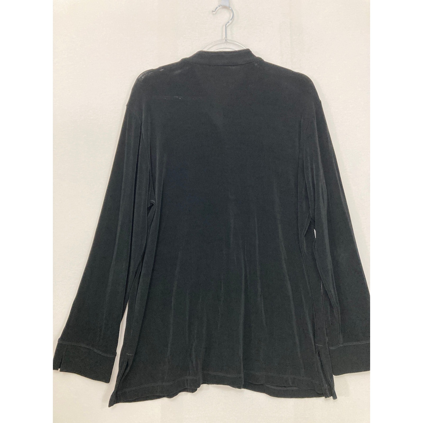 Chico’s Travelers Button Front Jacket Size 3/XL Slinky Knit Paisley Embroidered