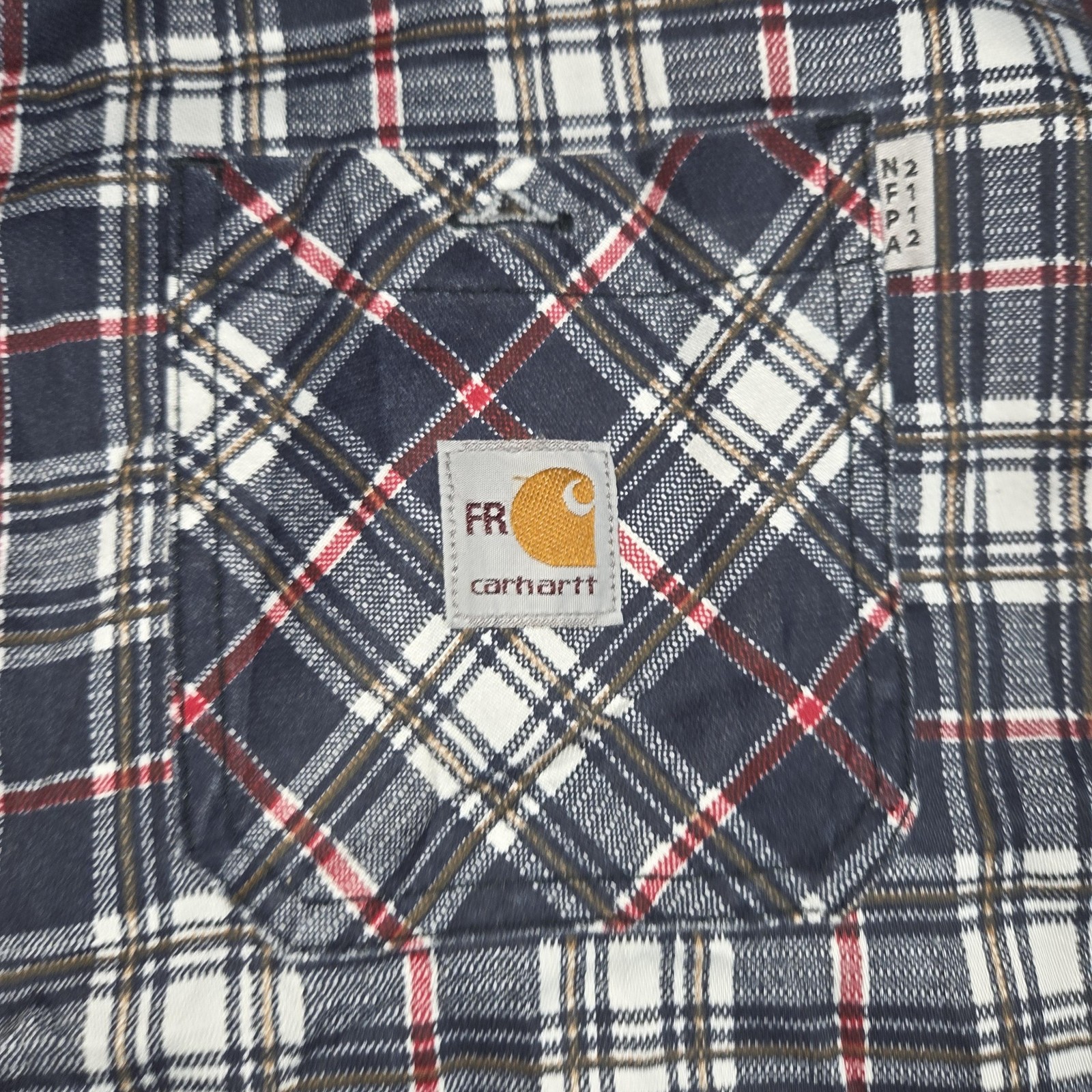 Carhartt Shirt Mens Large Blue Plaid FR Flame Resistant Workwear NFPA 2112