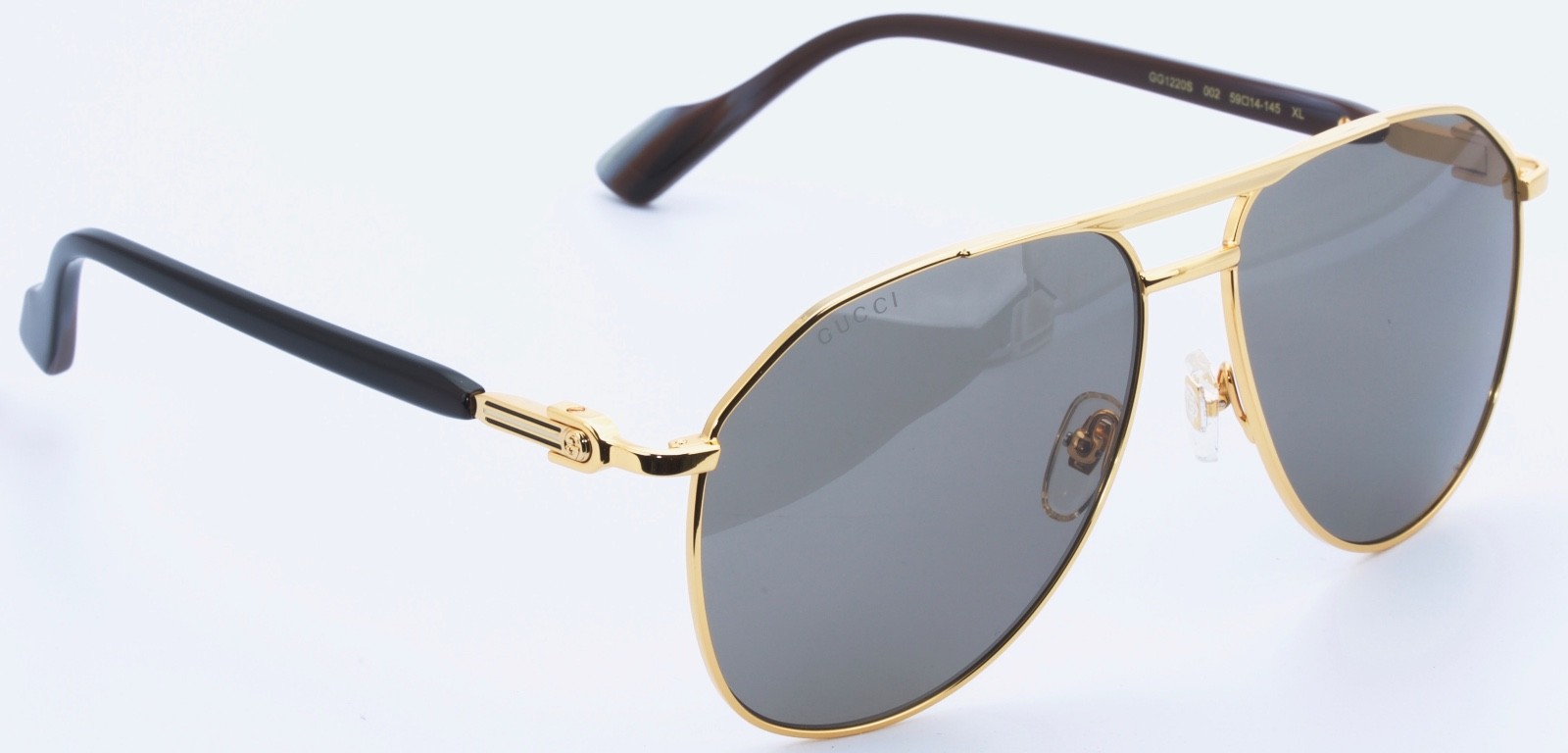 Brand New Authentic Gucci Brown Gold High Bridge Fit GG1220 S 002 Sunglass