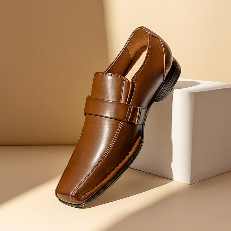 Men Dress Shoes Oxford Faux Leather Slip On Business Square Toe Loafer Shoes