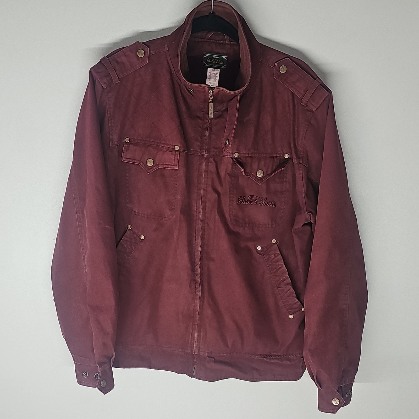 ​Vintage Stall & Dean Men’s Jacket XL Maroon Cotton Full Zip Logo Outerwear