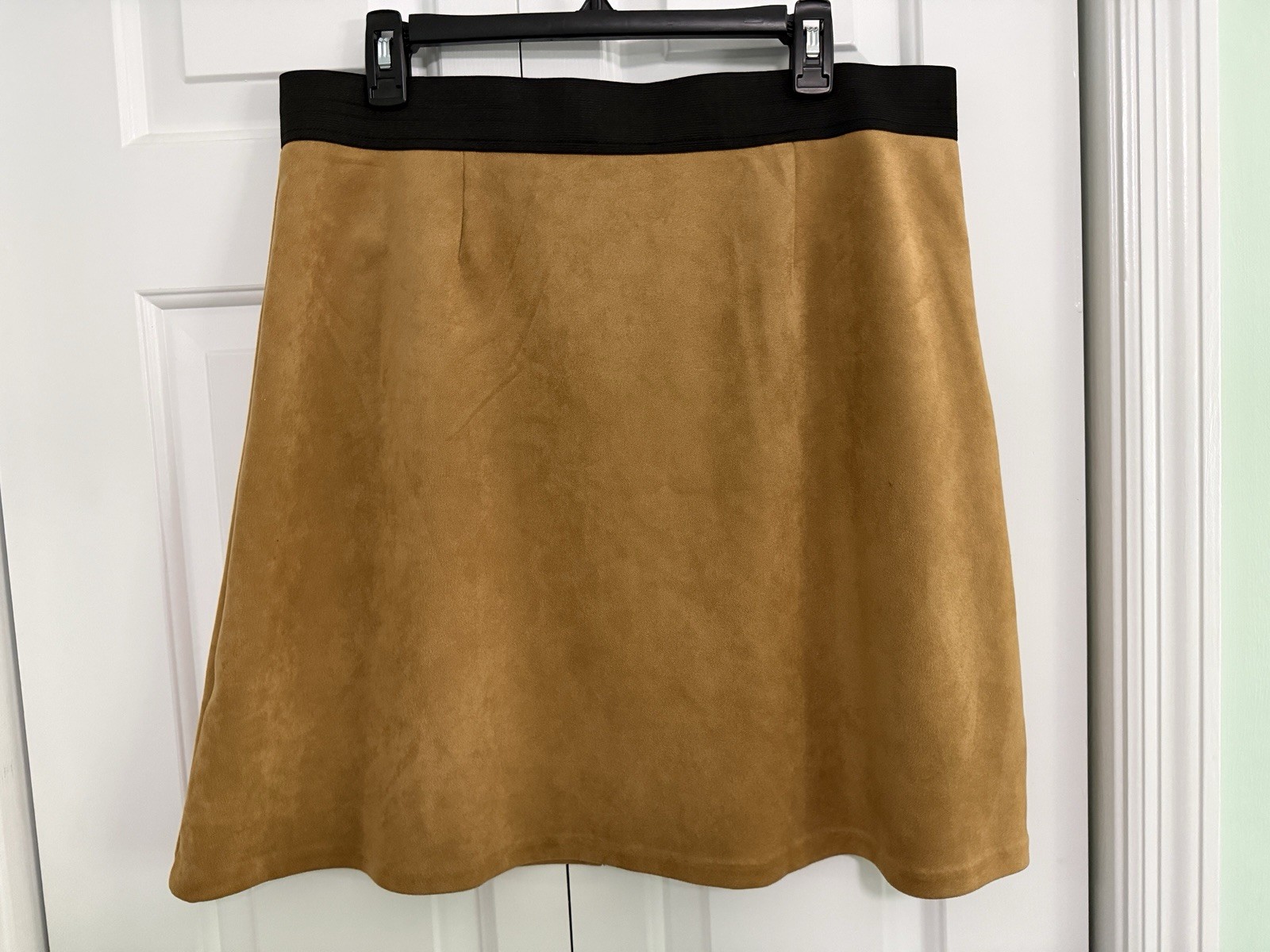 eci New York Womens Brown Suede Mini Skirt Elastic Full Zipper XL