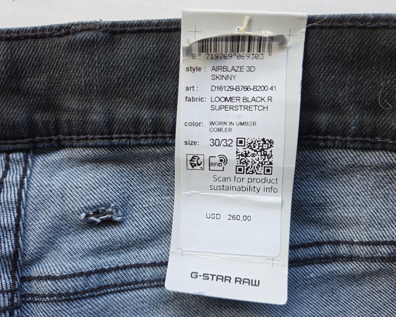 G-Star RAW Men’s Apparel Revend Airblaze 3D Skinny Black Jeans – Size: 30