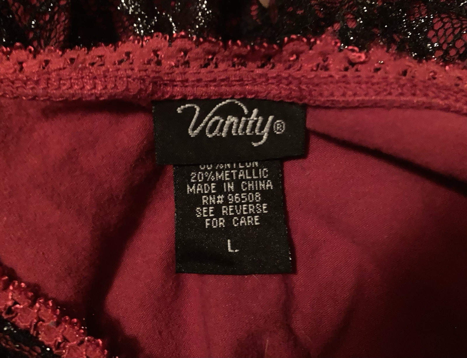 Vanity Women’s L Red & Black Floral Overlay Lace Camisole Tank Top