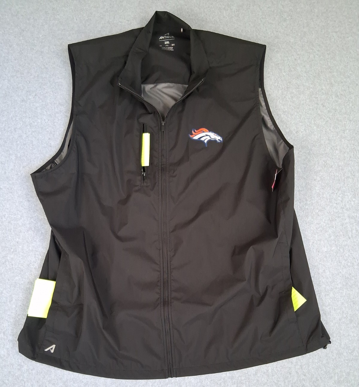 Denver Broncos Antigua WindBreaker Brisk Full-Zip Vest – Black Size 2XL