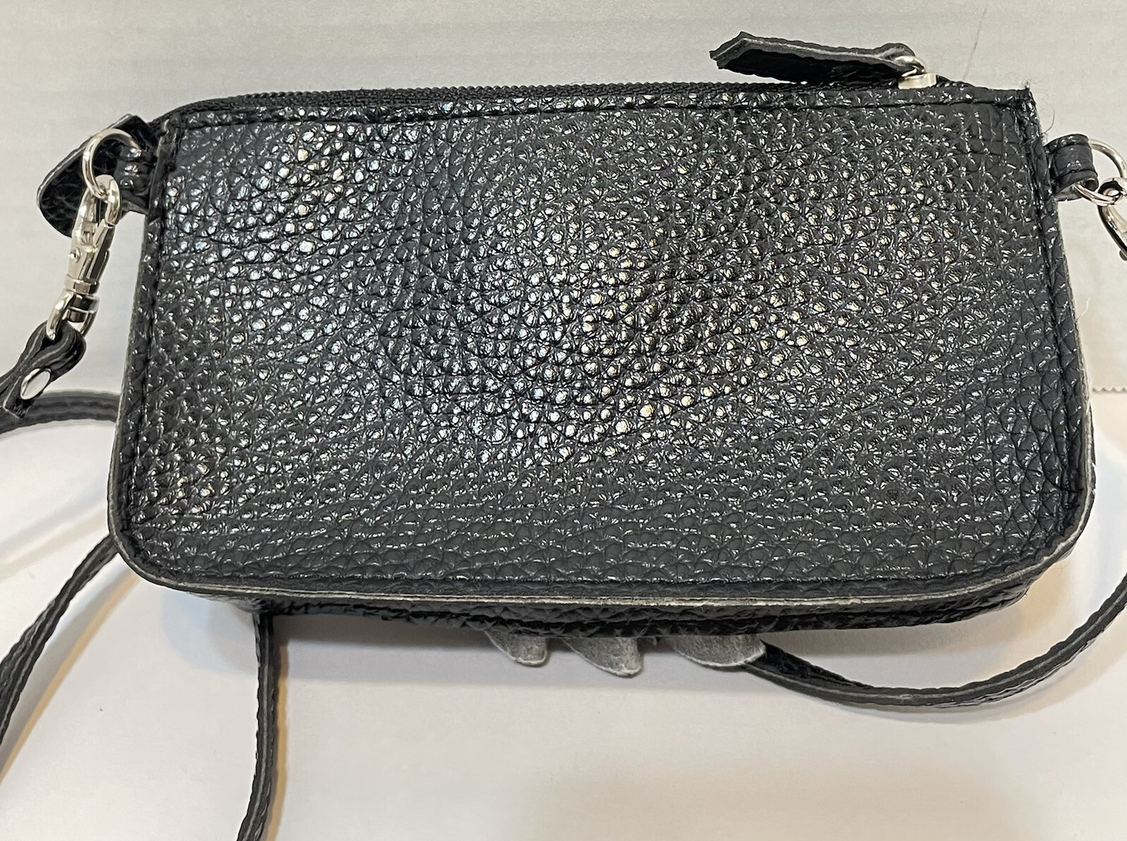 Jazza Black Faux Leather Small Crossbody Mini Bag Floral 6.25 x 3.25 inches