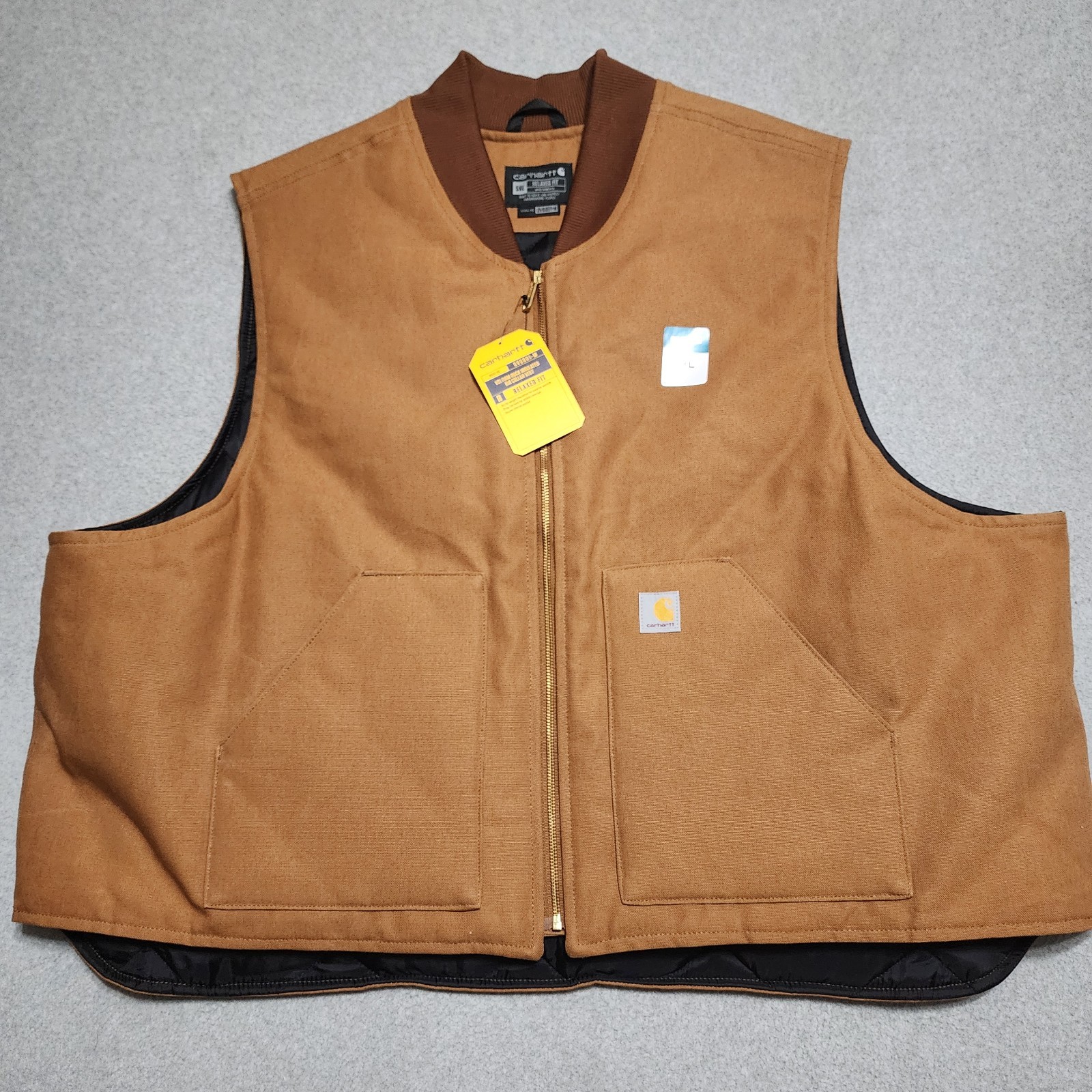 Carhartt Vest New 0V0001-M Brown Canvas Diamond Quilt Lining Mens 5XL 106676-BRN