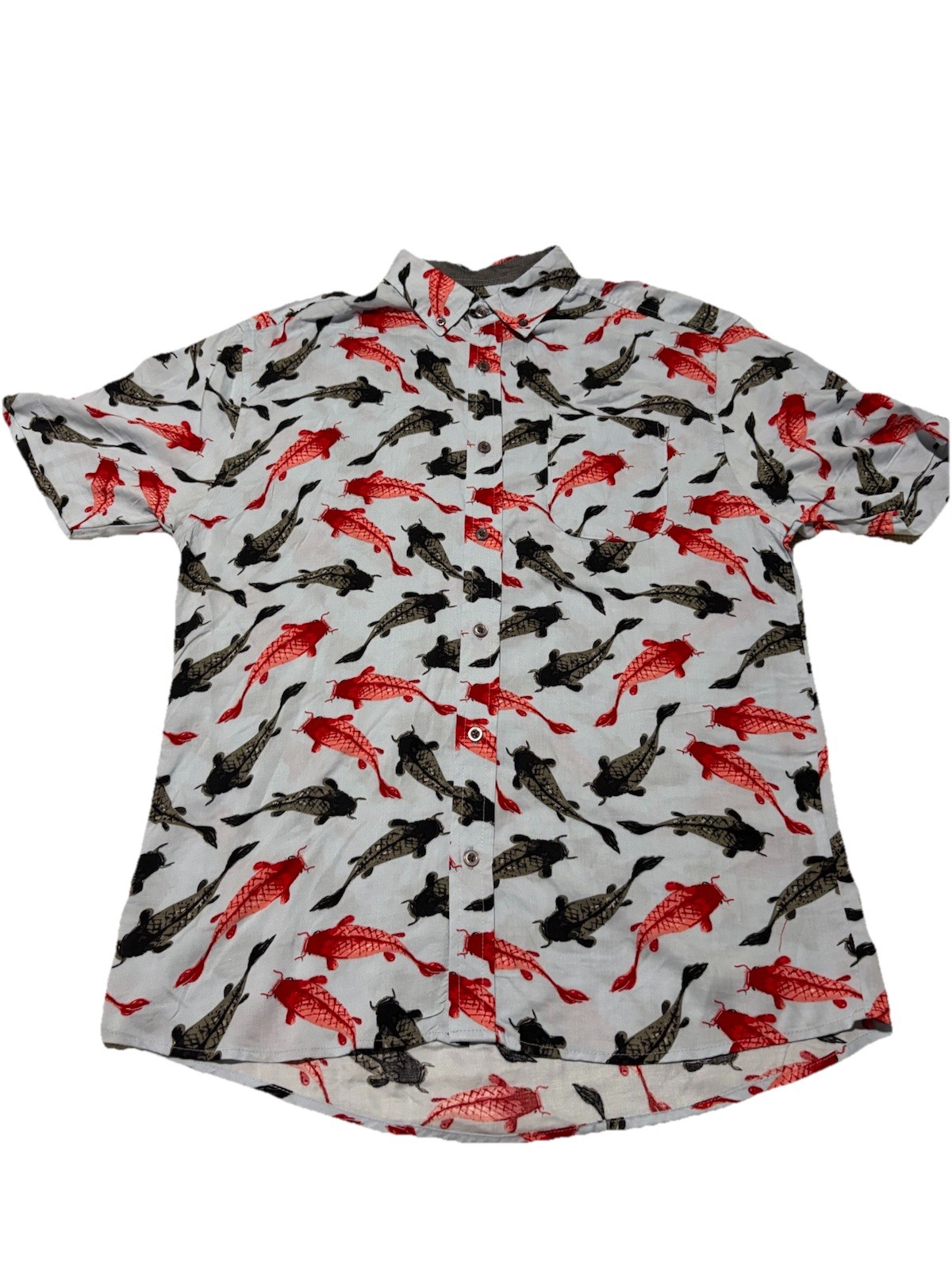 Super Massive Brand Hawaiian Button up Shirt Men’s Medium Collar Koi Fish Rayon