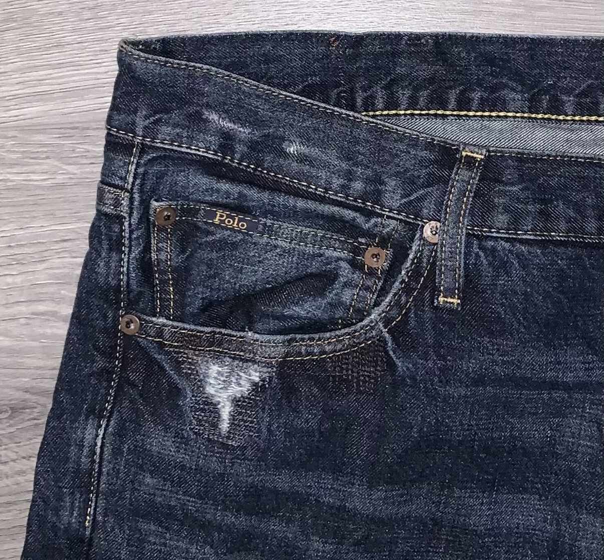 Polo Ralph Lauren Big & Tall Hampton Relaxed Straight Distressed Jeans Sz 48×30