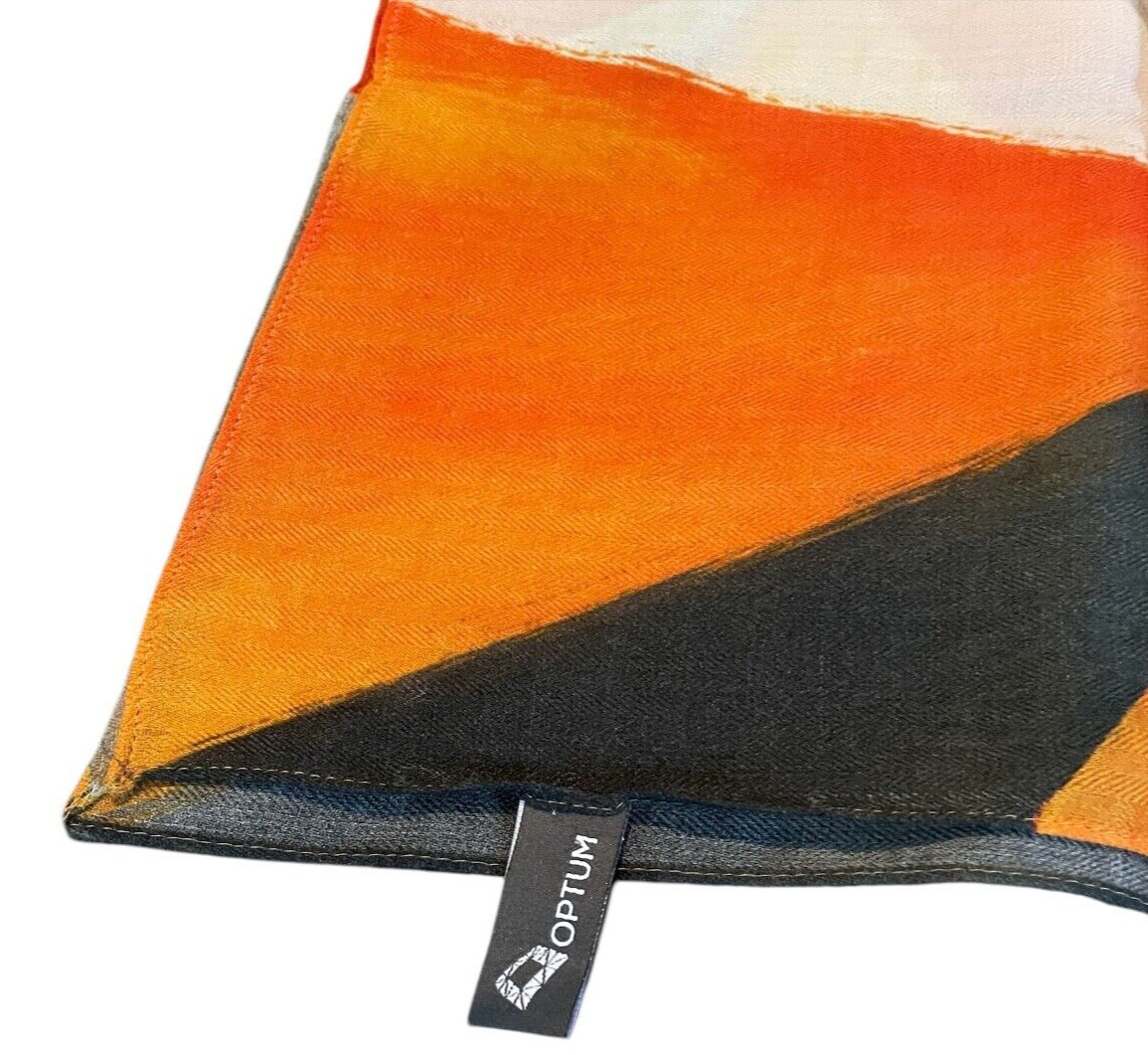 OPTUM Geo Print Mustard Multi 100% WOOL Vibrant Retro Scarf lightweight
