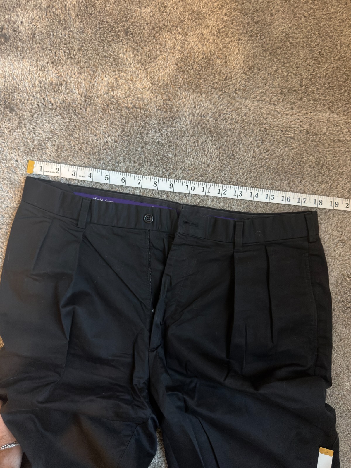 Ralph Lauren Purple Label Pleated Gabardine Trousers, Black