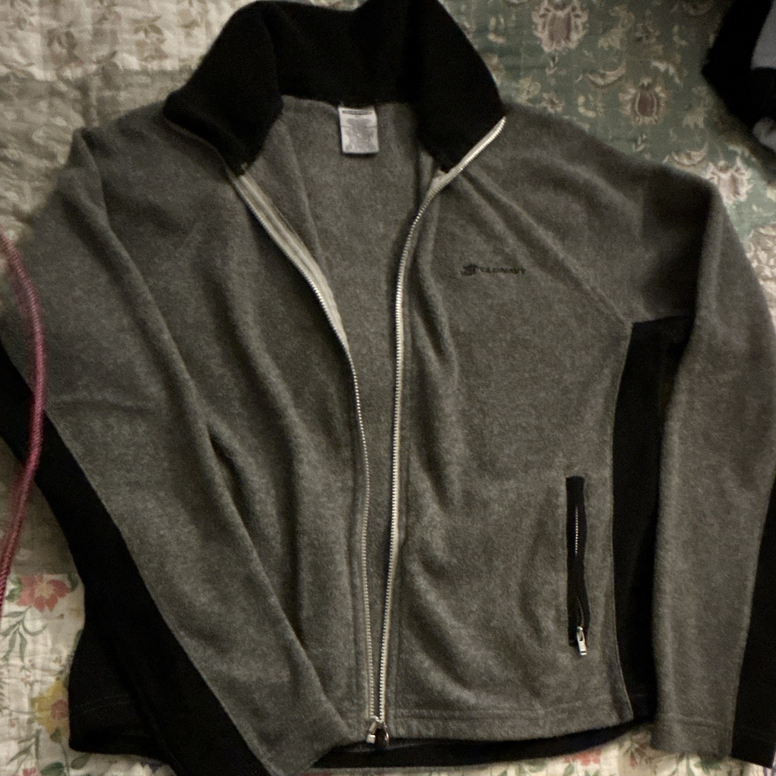 Old Navy Gray/Black Solid Fleece Full Zip Mock Neck Sweatshirt w/ Pockets XL