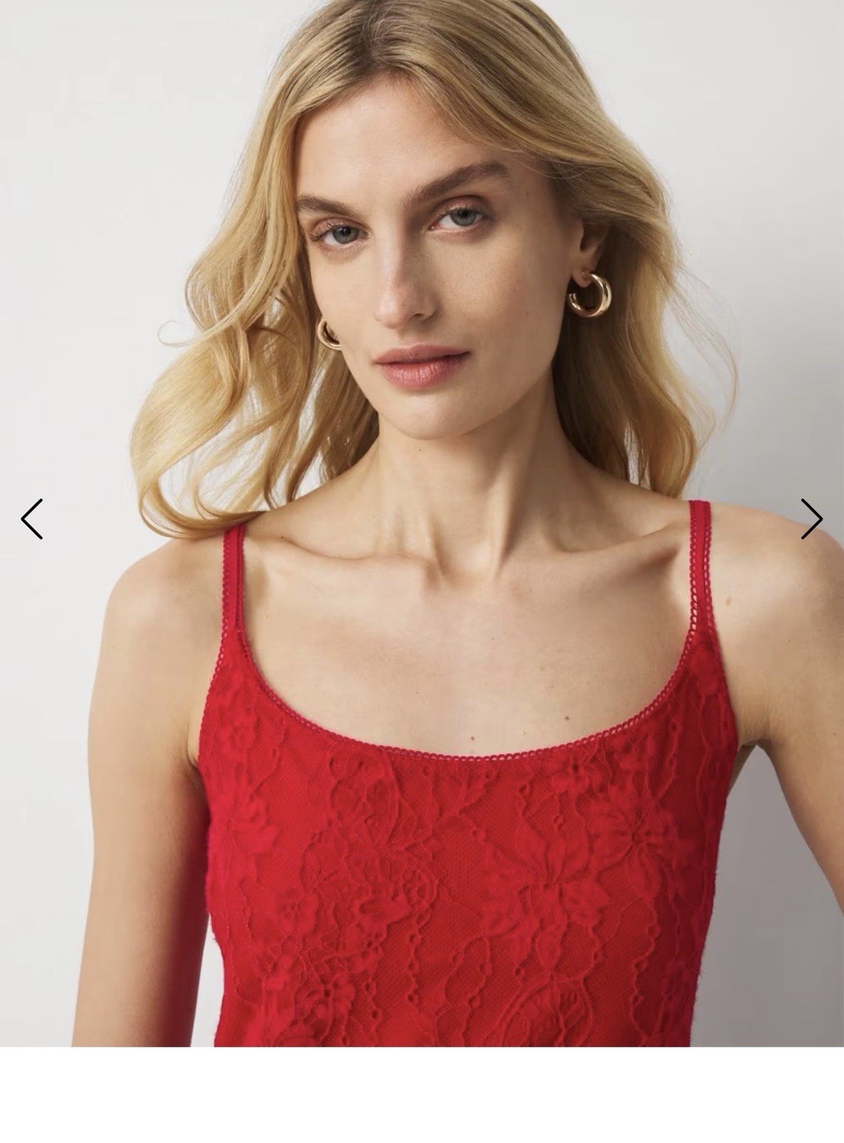 White House Black Market Red lace cami top with adjustable straps