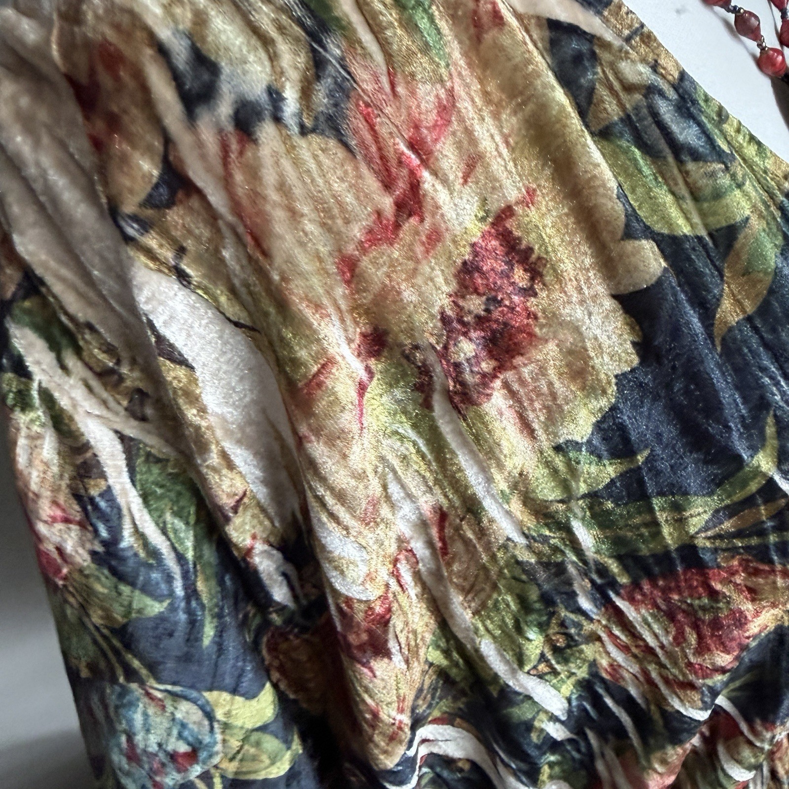 A Rare Bird NWT Floral Crushed Velvet Tunic Top w Pockets & Lace One SZ S M L XL
