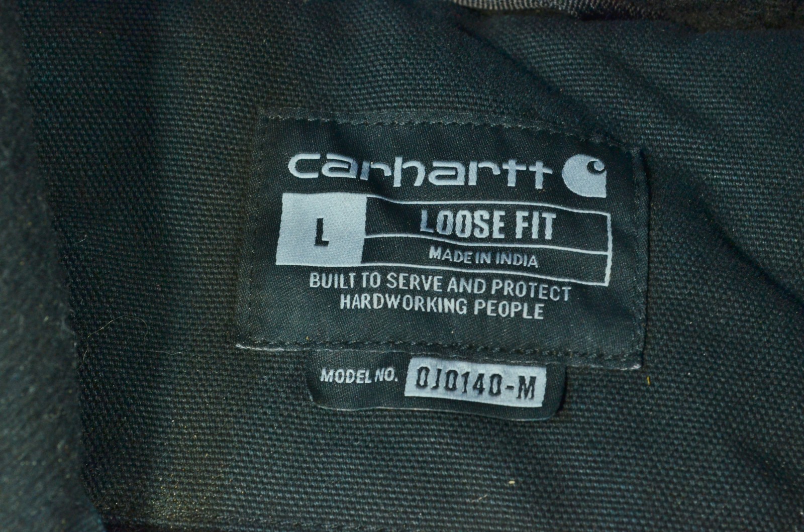 Carhartt Black Loose Fit 0J0140-M Quilted Faded Canvas Jacket J140 Size Large