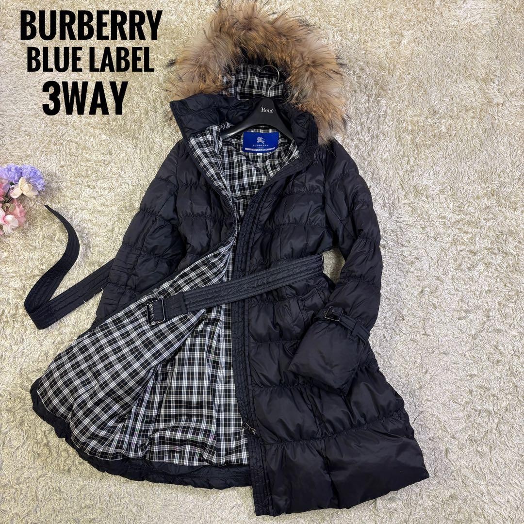 Burberry London Blue Label Check Pattern Down Coat