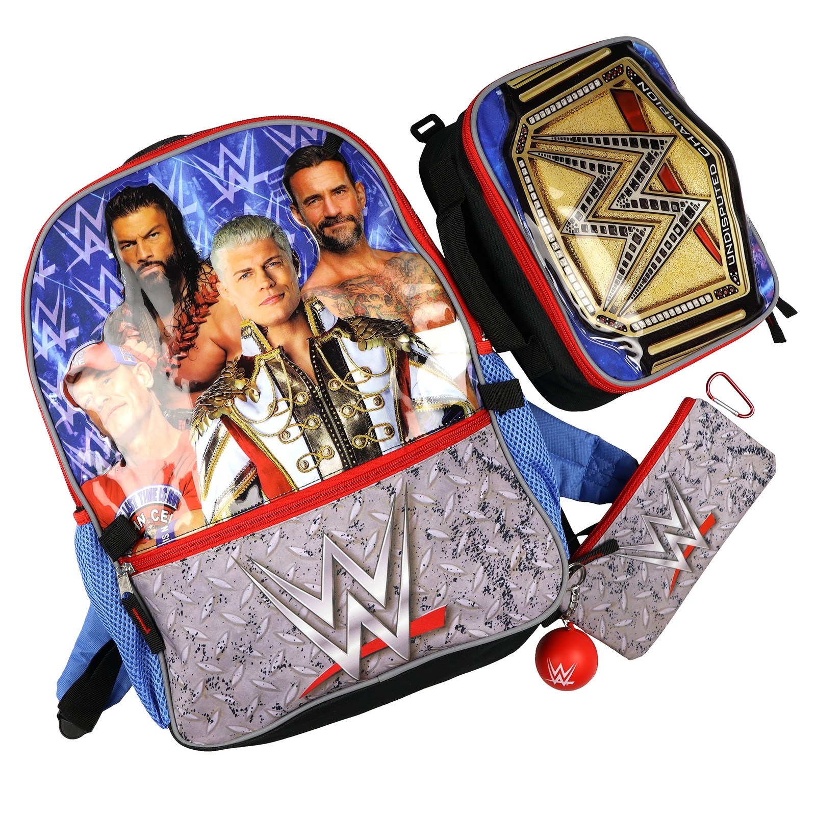 WWE Backpack 5-Piece Set Undisputed Champion 16″ Book Bag with Lunch Box
