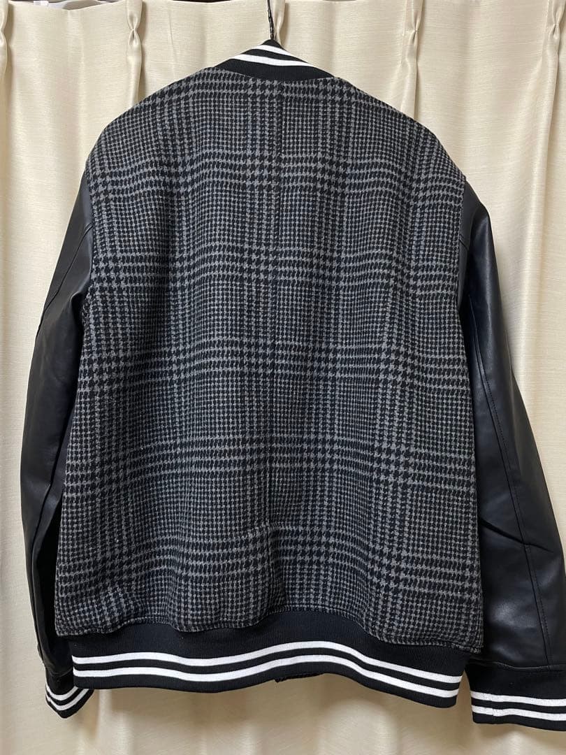 L Size Stadium Jacket Halham Men’S Blouson Black Check