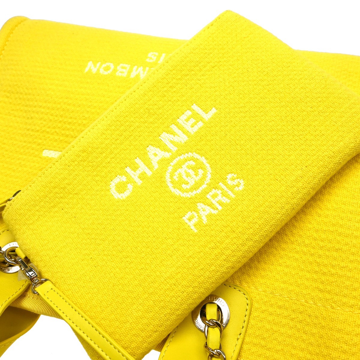 Chanel Yellow Canvas Small Deauville 2way Tote Bag KQ01245