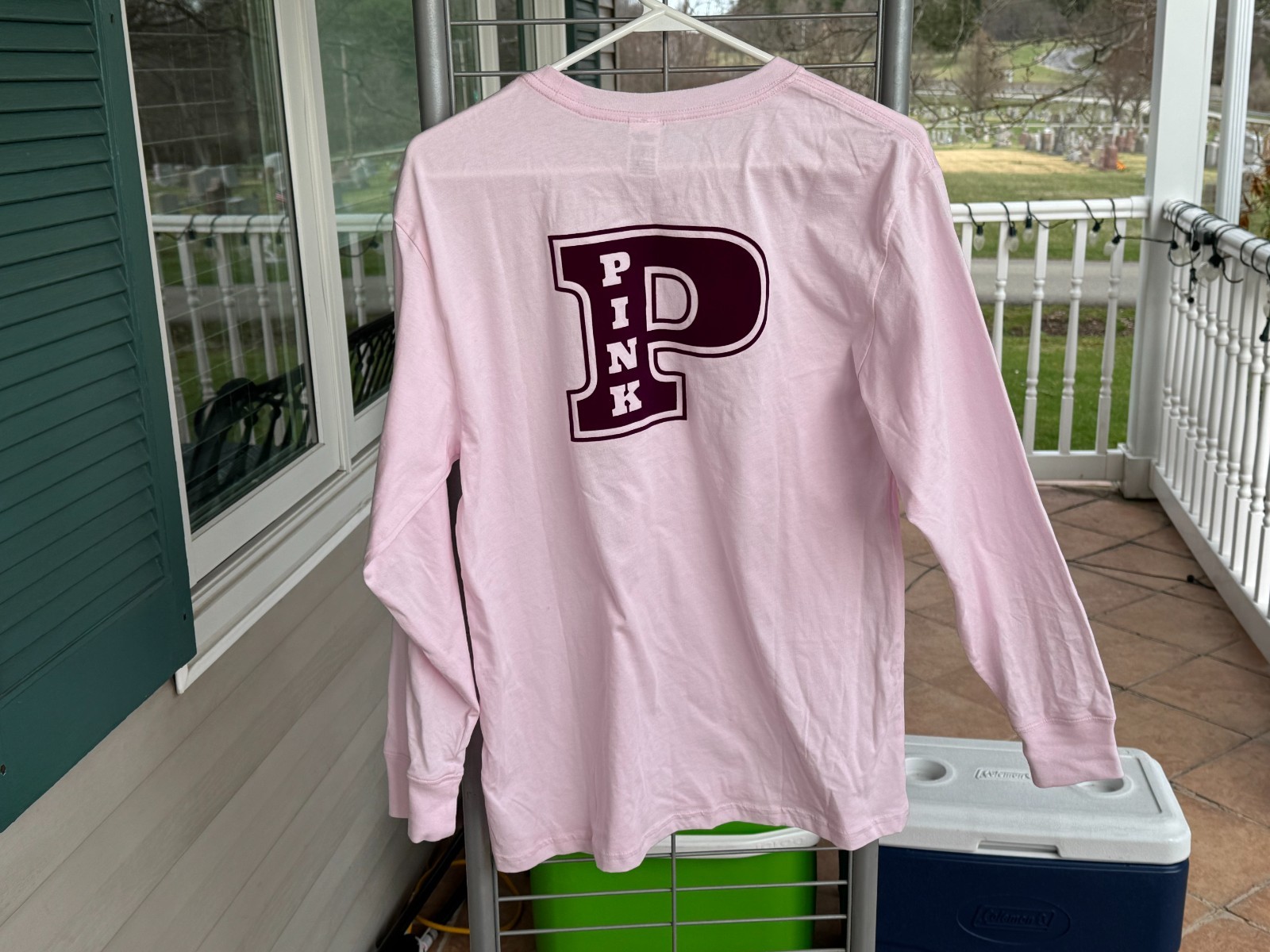 🌸 Victoria’s Secret Pink Campus Cotton Long Sleeve Tee Color PINK NWT Size XS