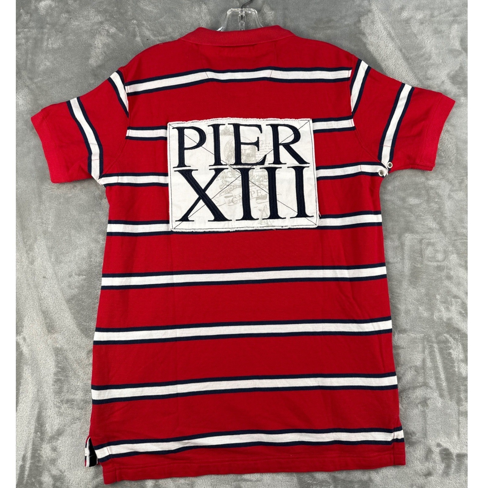 Carpe Mens Pier XIII Sailing Yachting Striped Polo Shirt Red White Blue Medium