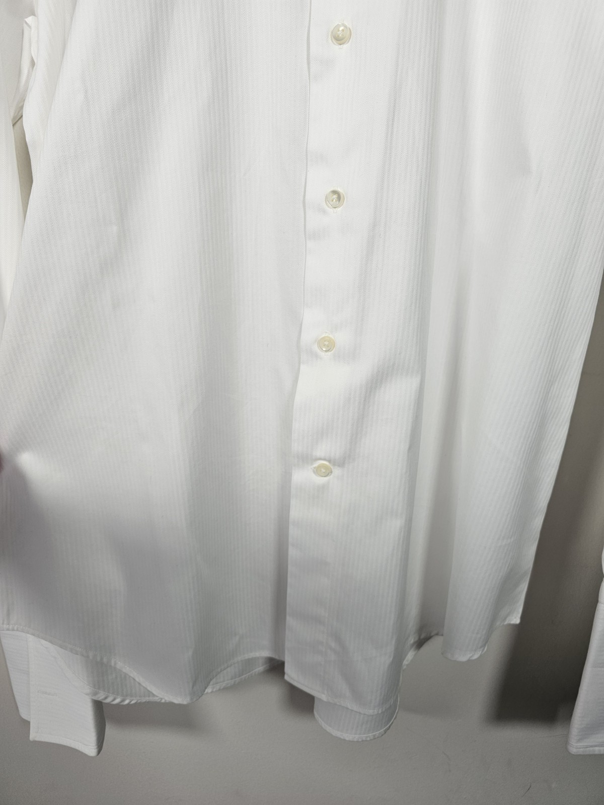 Canali White Dress Shirt 16/41 Double Cuff Herringbone Formal Regular *MINT*