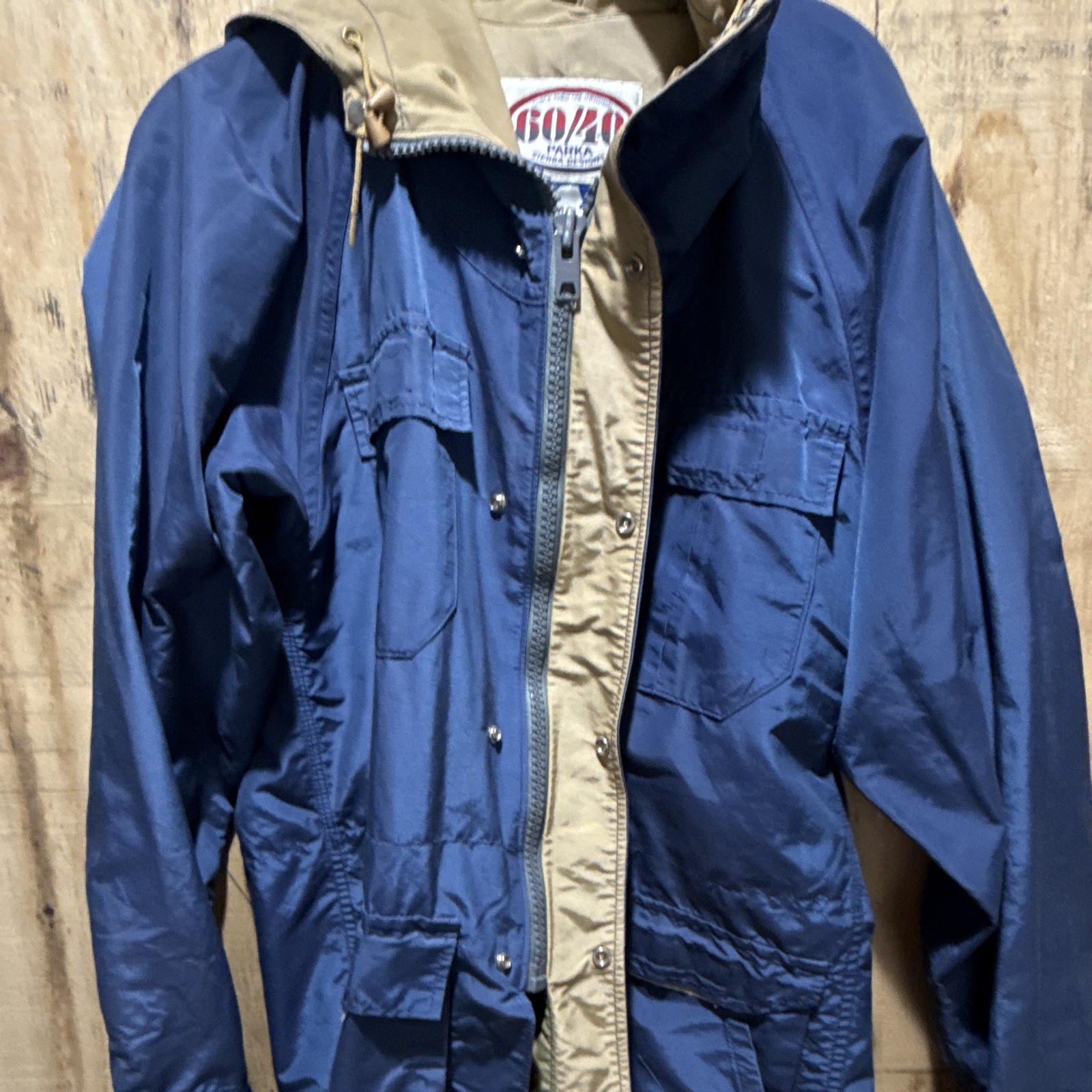 70s Vintage Sierra Designs Men’s 60/40 Parka Jacket M Blue Hooded Full Zip/Snap