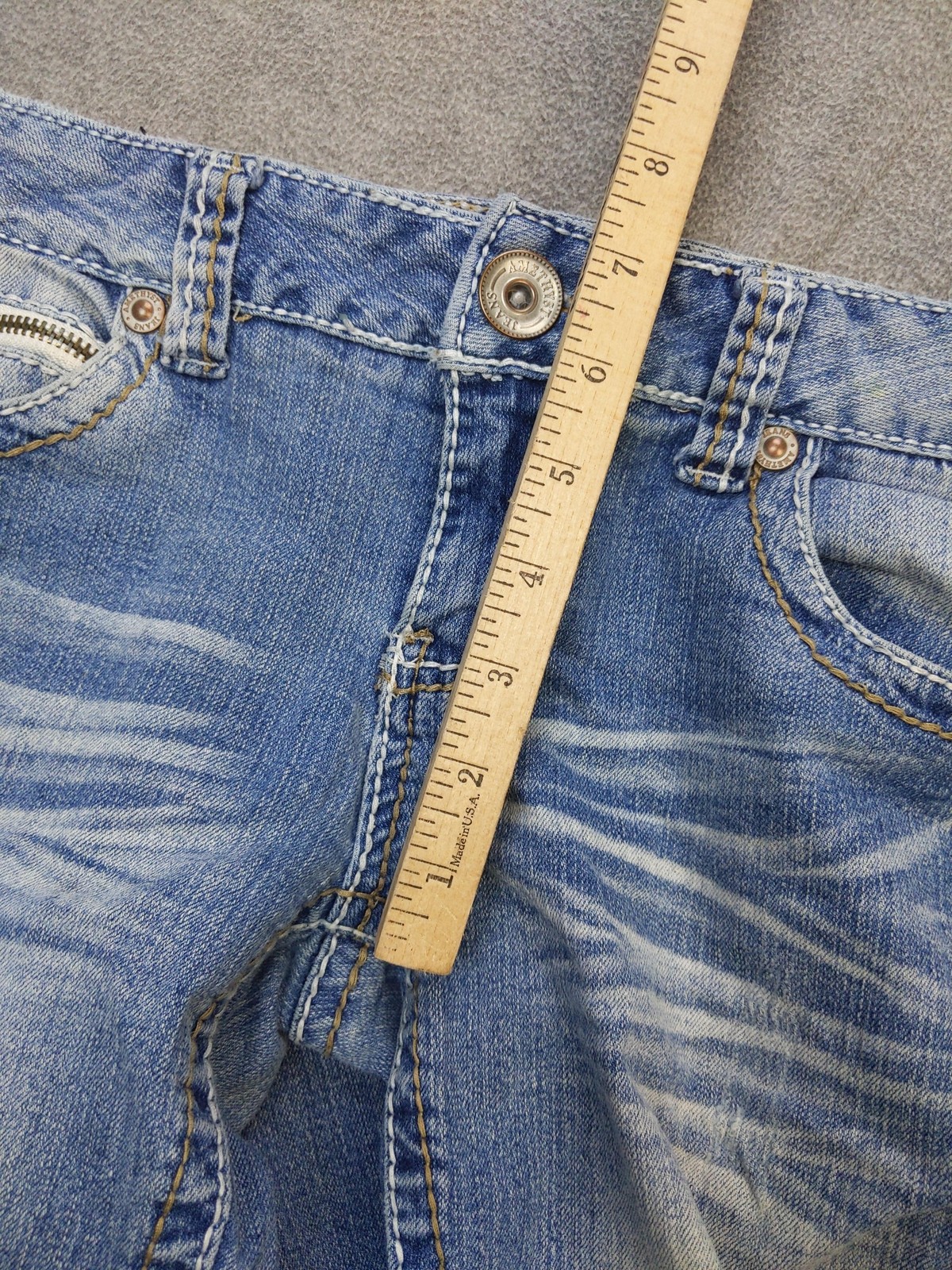 Amethyst Jeans Juniors 9 Blue Low Rise Bootcut Distressed Embroidered Denim