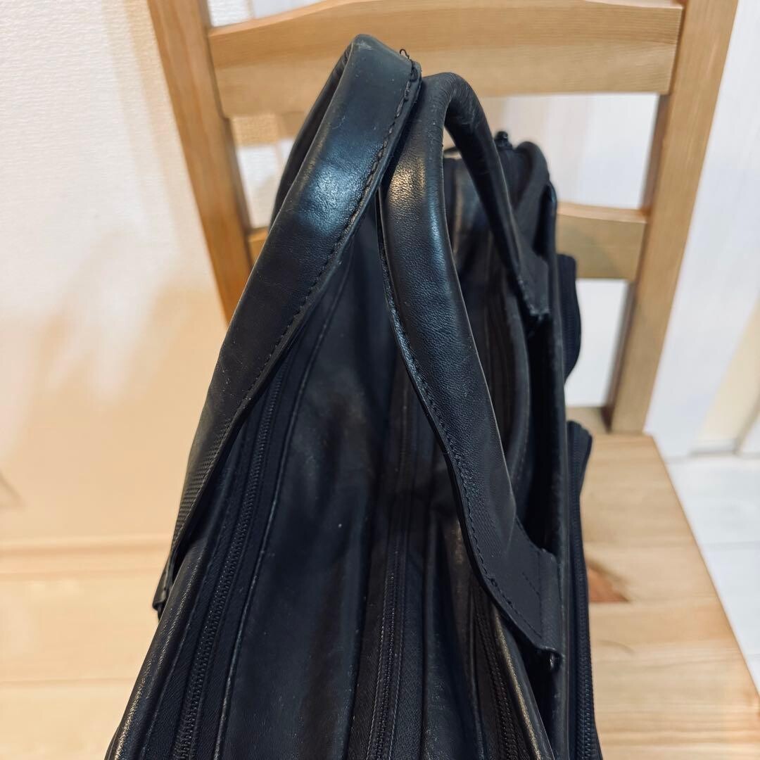 TUMI Alpha 2 Leather 2-Way Business Briefcase Laptop Bag 96141D2 Black 44cm