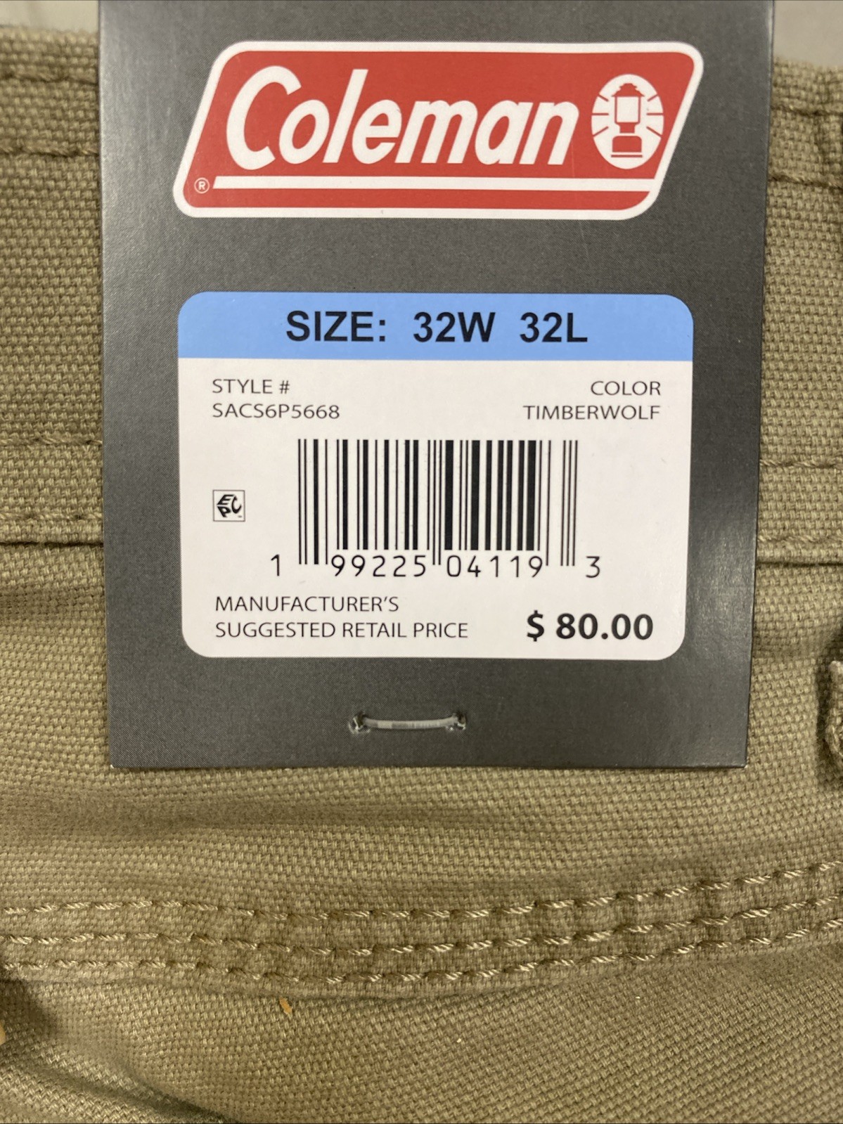 Coleman Men’s Utility Work Pant Size Assorted Sizes 2 Colors NWT