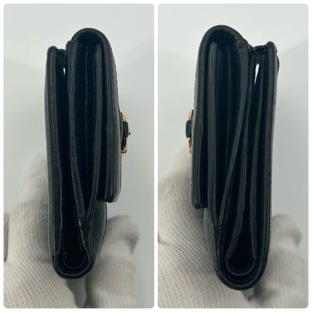 Excellent condition GUCCI Folding Wallet Horsebit Plate Shima Leather Black