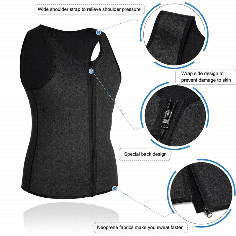 Zipper Gynecomastia Compression Tank Top for Men Sweat Vest Fitness Body Shaper