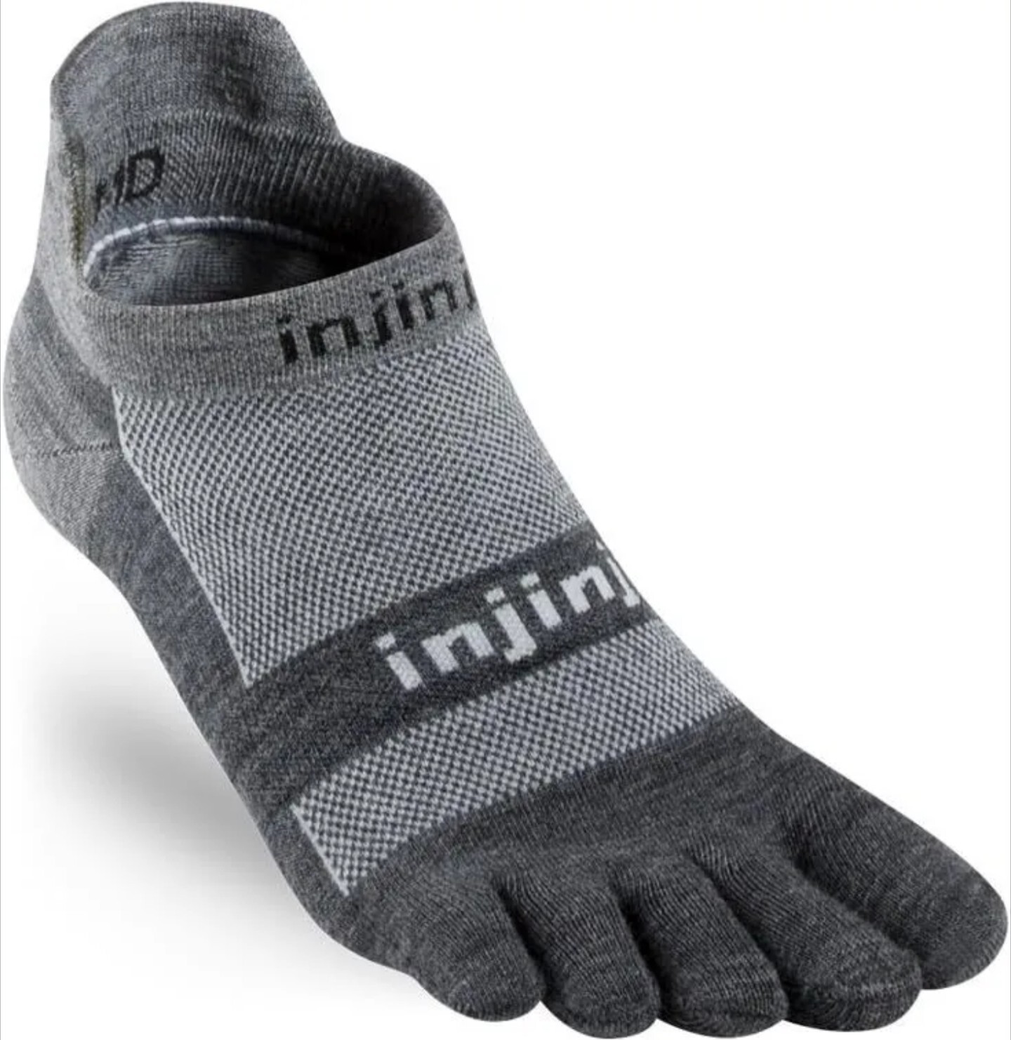 Injinji Performance Run Lightweight No Show Wool Toesocks Charcoal Medium