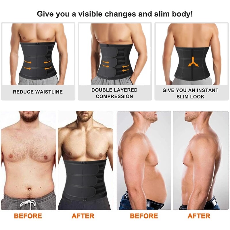 Men Slimming Belly Control Body Shaper Waist Trainer Sweat Sauna Girdle Belts US