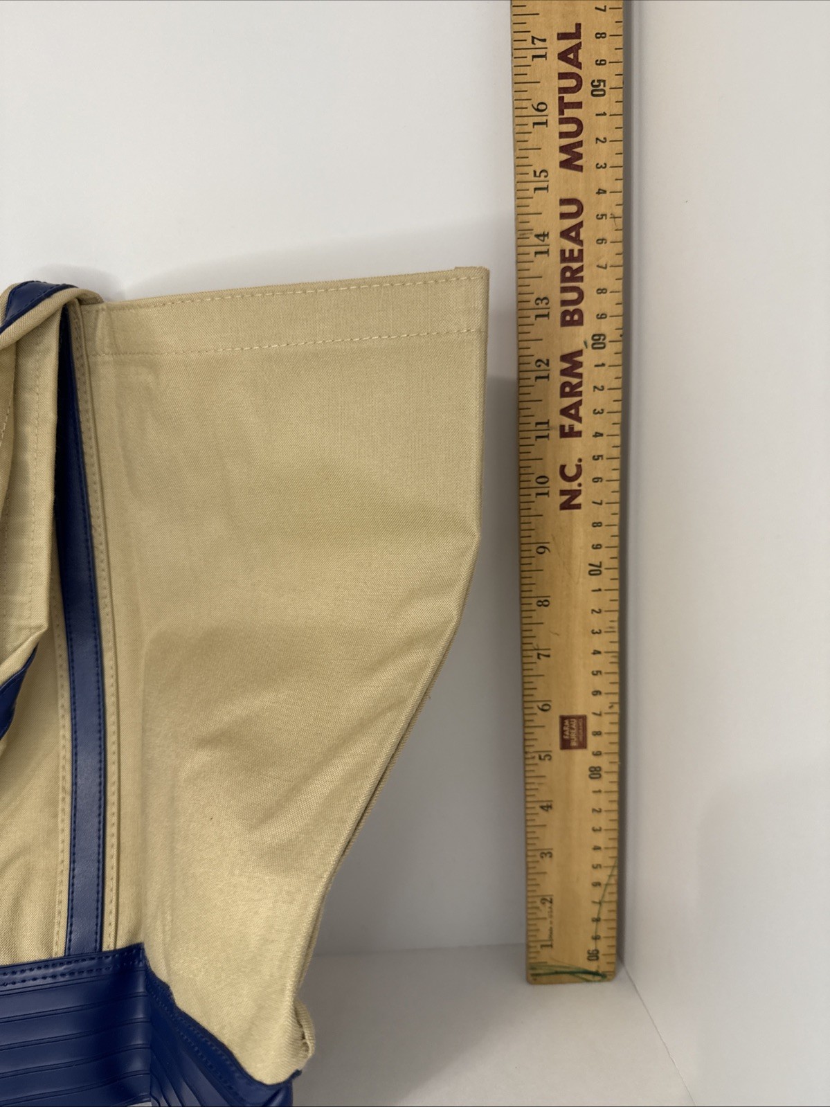 Beige Blue Canvas Tote Bag Shoulder Bag Casual Travel Accessory