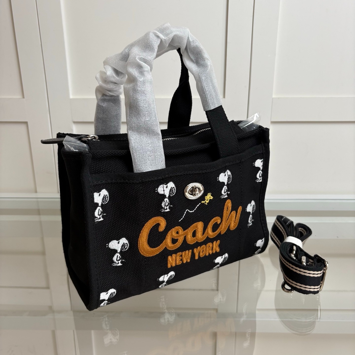 Coach CBF70 Peanuts Collaboration Cargo Tote Bag 26 Snoopy Canvas/Grosgrain
