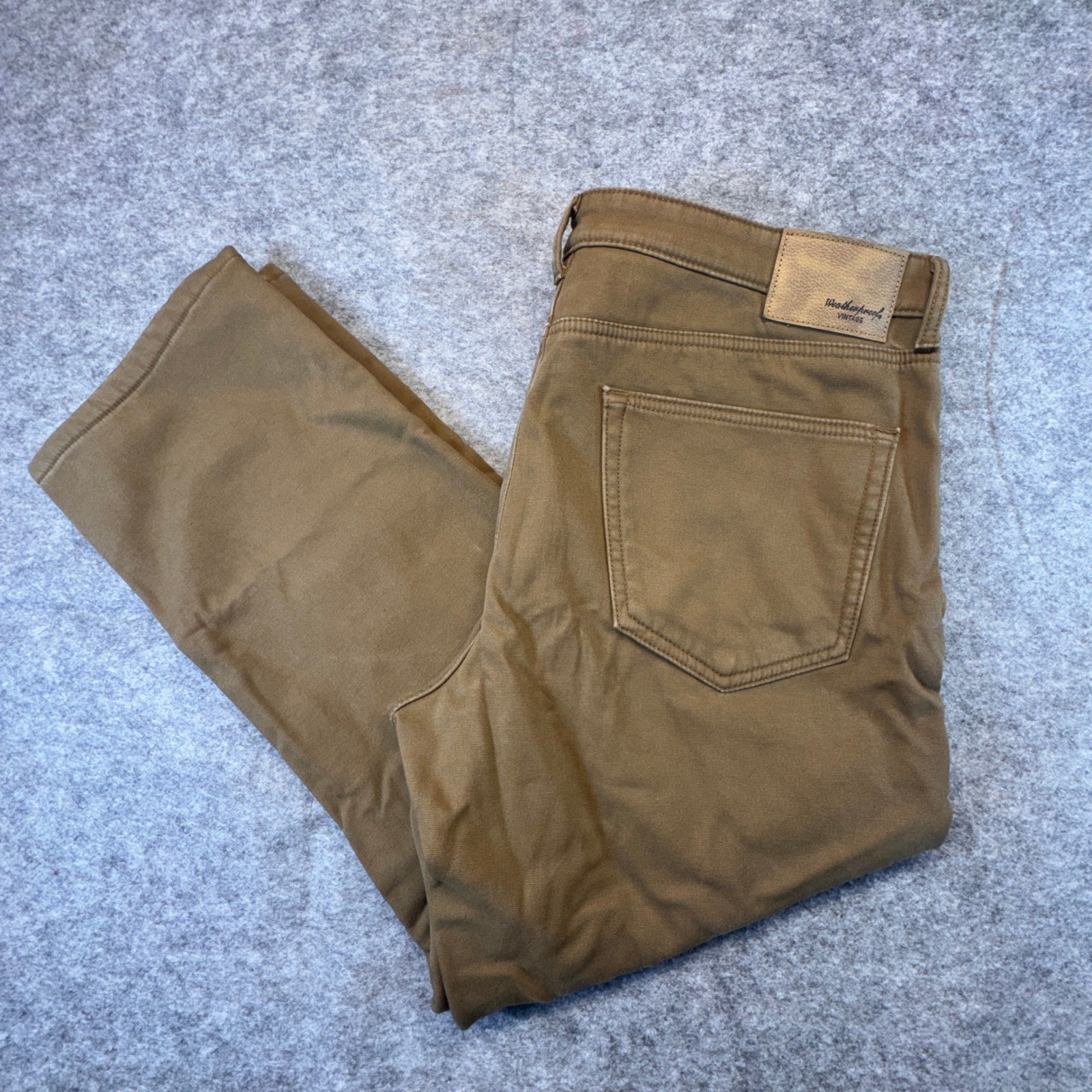 Weatherproof Vintage Mens Fleece Lined Canvas Pants Brown Regular Fit 38×29