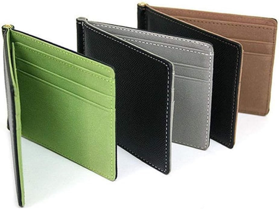 Simple Men Money Clip Wallets with Metal Clamp Women 11.3*8.2*0.8cm, Grey