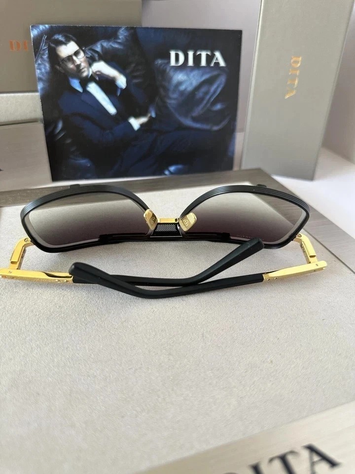 DITA Mach Five DRX2087 Matte Black Gold Sunglasses Grey Gradient Lens Unisex