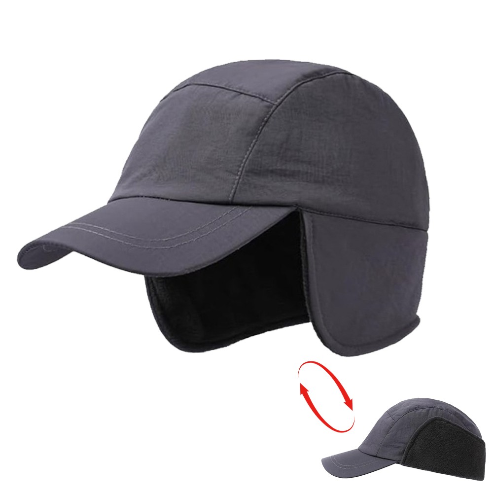 Winter Thermal Baseball Cap with Ear Flaps Warm Fleece Hat for Outdoor Men Women