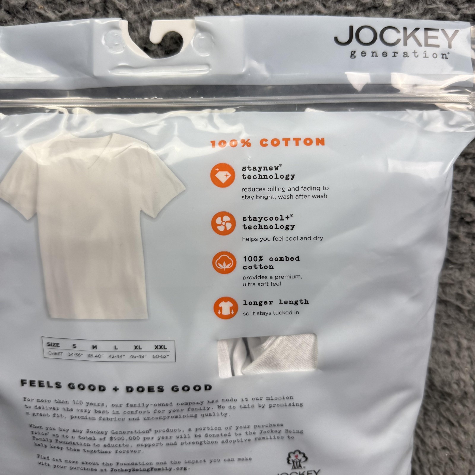 Jockey Generation Shirt Mens Small S 34-36 White 3 Pack V-Neck StayNew Cotton