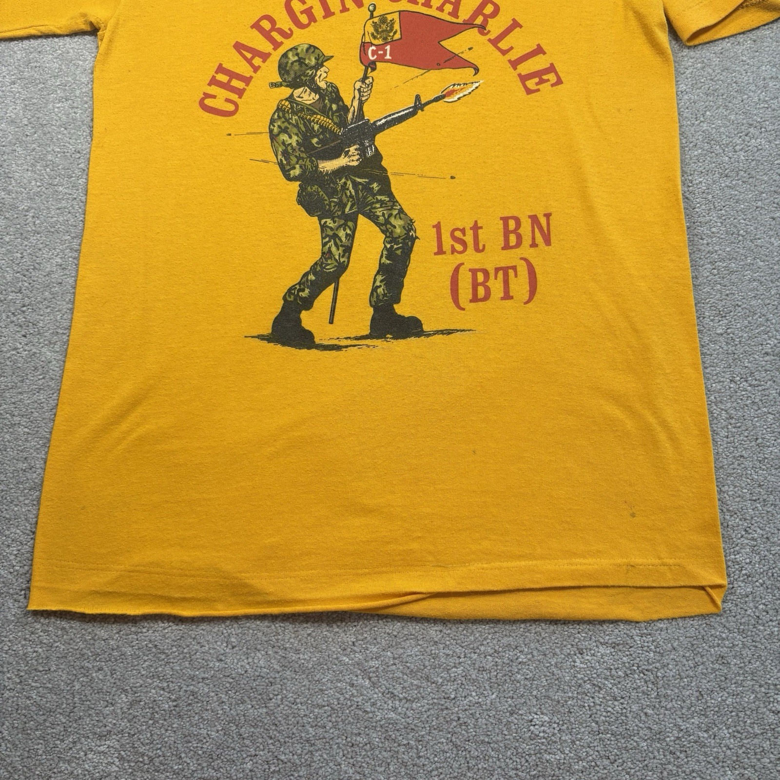USMC Chargin’ Charlie 1st Battalion 80s T Shirt Named Single Stitch Size Small
