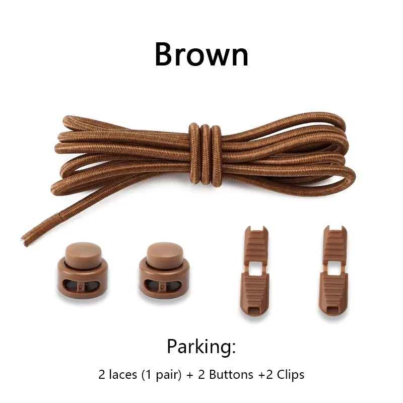 No Tie Elastic Shoelaces Lock Laces Shoe Strings Sports w/ Locking Toggle